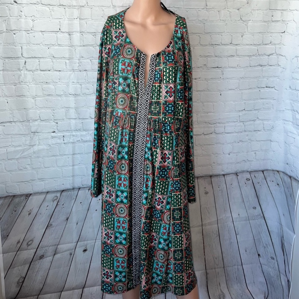 BRAND NWT Reborn New York Green & Red Long Dress size 2X